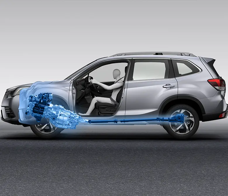 Ilustración de ingenieria de autos Subaru, resaltando el Motor boxer.